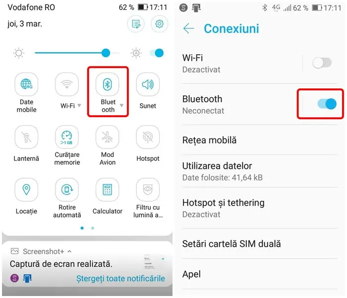 activare bluetooth telefon android