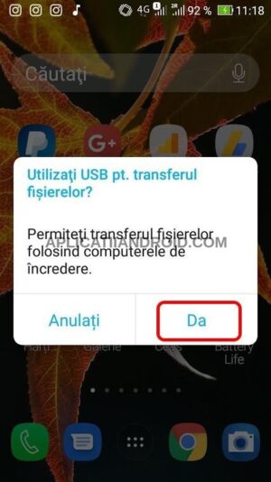 Conectare telefon Android la pc Windows prin USB