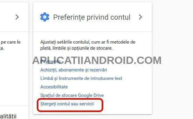 stergere cont google