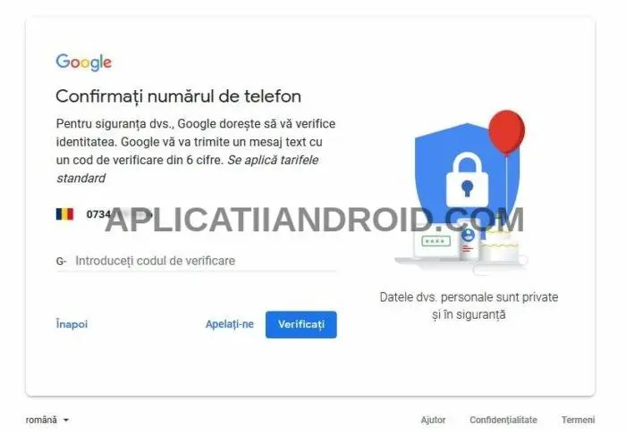verificare numar telefon google