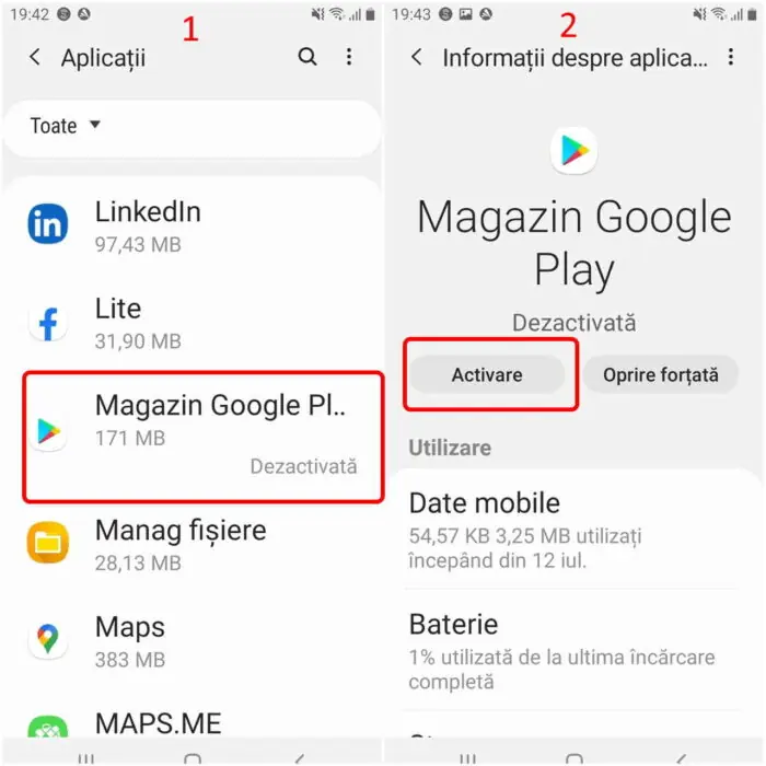 activare magazin google play