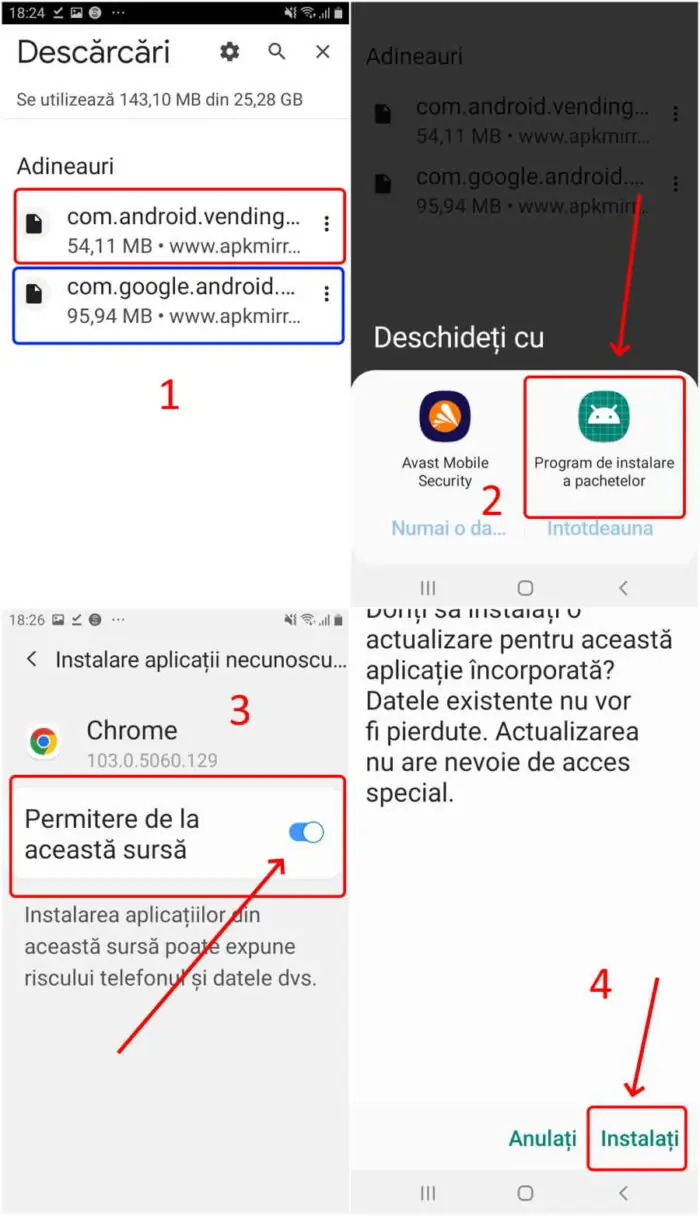 instalare magazin play pe telefon android