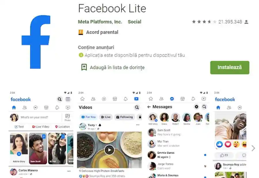 Descarcă Facebook Lite de pe Magazin Play